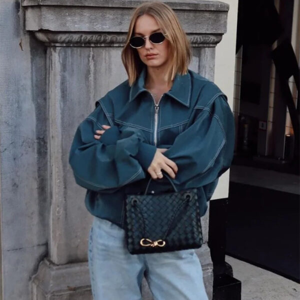 Loose Fashion Lapel Zip-up Jacket Cool Long Sleeve Zipper Closure Moto Biker Leather Jacket Womens Clothing - Image 8