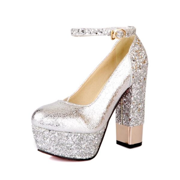 Retro patent leather buckle platform thick heel shoes - Image 2