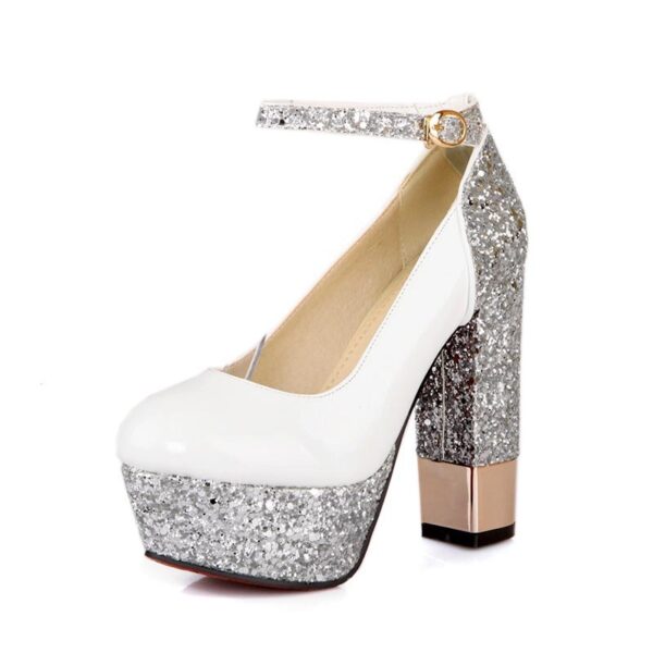 Retro patent leather buckle platform thick heel shoes - Image 3