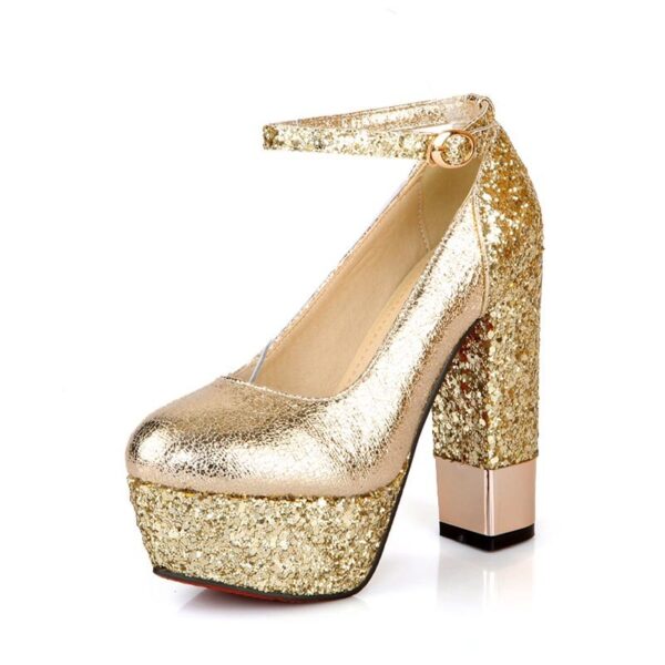 Retro patent leather buckle platform thick heel shoes - Image 6