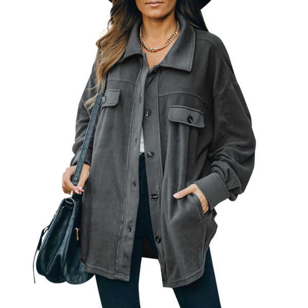 New Lapel Fleece-breasted Cardigan Jacket Shirt - Image 3