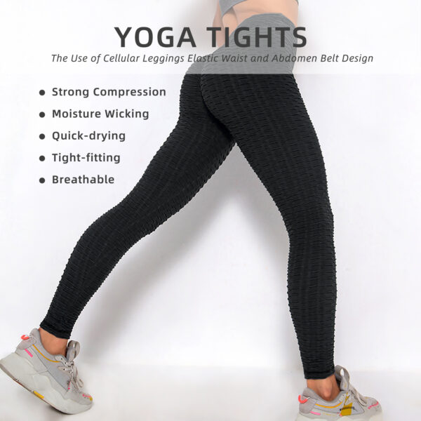 Women TIK Tok Leggings Bubble Textured Leggings Butt Lifting Yoga Pants Black Amazon Banned - Image 3