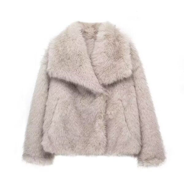 Winter Plush Coat Fashion Thicken Lapel Outwear Casual Long Sleeve Tops Womens Clothing - Image 2