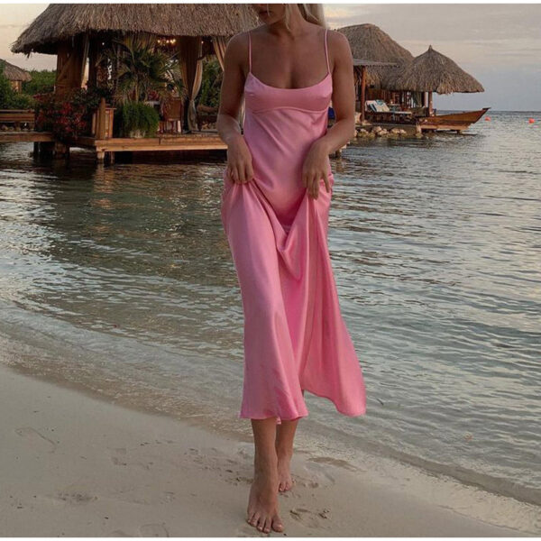 Women Camis Satin Long Dresses Elegant Sleeveless Slip Holiday Party Dresses Sexy Casual Backless Summer Dresses - Image 10